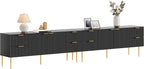SICOTAS TV Stand for 55/60/65/70 Inch TV - 62 Inch TV Stands for Living Room Entertainment Center with 4 Drawers, Fluted Modern TV Media Console Television Cabinet for Bedroom(Black, 2 Pieces)
