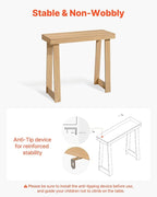 VEVOR 36 in Console Table, Modern Desk Behind The Couch, Wooden Rectangle Entrance Desk, Narrow Long Sofa Table Accent Stand, Ideal for Hallway, Bedroom, Living Room, Foyer, Easy Assembly, Natural
