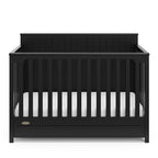 Graco Hadley 5-in-1 Convertible Crib with Drawer (Black) – Combo, Includes Full-Size Nursery Storage, Converts from Baby Crib to Toddler Bed, Daybed