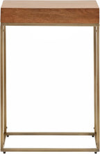 Kate and Laurel Karlsen Mid-Century Wood and Metal Narrow Side Table; 16 x 24 x 8; Walnut Brown and Brass; Slim Bedroom Nightstand with Mixed Materials Design