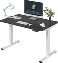FLEXISPOT E6 3 Stages Dual Motor Electric Standing Desk 48x30 Inch Whole-Piece Board Height Adjustable Electric Sit Stand Desk(White Frame + Black Desktop, 2 Packages)