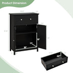 LOKO Bathroom Floor Cabinet, Kitchen Storage Cabinet with 1 Drawer, 2 Doors & 3-Position Adjustable Shelf, 2-Door Floor Storage Cabinet for Bathroom, Living Room, Entryway (Black)