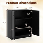 GOFLAME Floor Storage Cabinet with 2 Doors, Freestanding Accent Storage Cabinet Organizer with 3-Tier Inner Shelves, Modern Sideboard Buffet Cabinet for Kitchen, Living Room, Entryway, Black