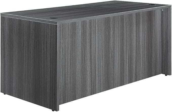 NBF at Work Double Pedestal Executive Office Desk - 72" W Durable Laminate Computer Desk with Two Drawers - Office Desk with Storage and File Cabinet - Brown Finish Work Desk for Home (Brown)