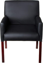 Boss Office Products Reception Box Arm Chair with Mahogany Finish in Black (B629M)