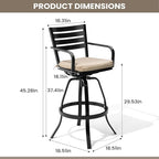 Pellebant Patio Swivel Barstools Set of 6, Aluminum 29.5" Outdoor Bar Height Stool Chairs with Back & Footrest,Rust-Proof Tall Patio Bar Stools for Deck Lawn Garden,Beige