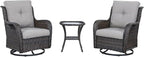 HUMMUH Patio Furniture 7 Pieces Outdoor Furniture Set PE Wicker Patio Couch with Swivel Glider Chairs,Patio Ottomans,Side Table