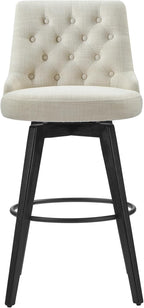 Watson & Whitely Bar Stools, 360° Swivel Upholstered Bar Stool with Back, 30" H Bar Height Barstools, Set of 2, Performance Fabric in Linen