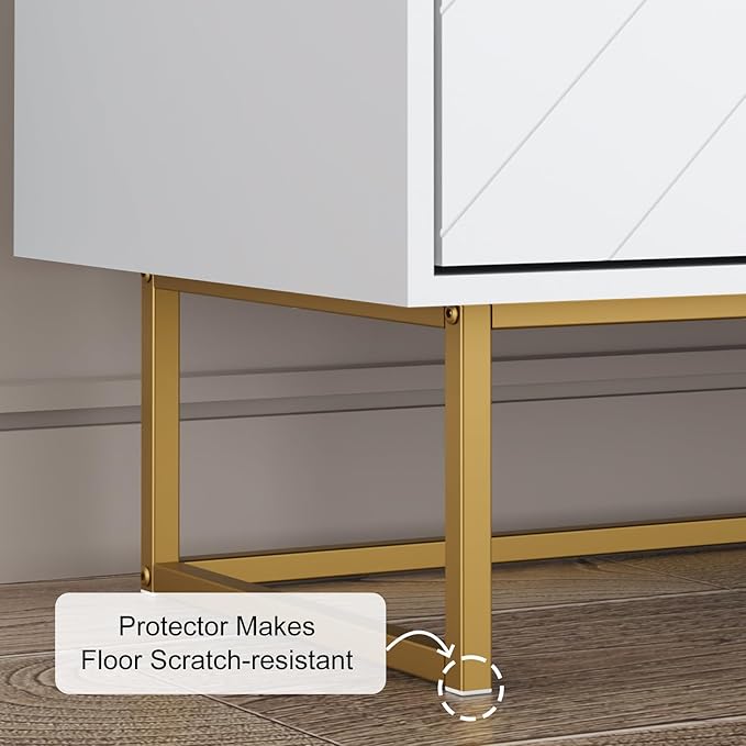 Scurrty Set of 2 31.5'' Sideboard Buffet Cabinet with Storage, Top Weight Capacity 150lbs Sideboard Storage with Doors and Adjustable Shelf, Accent Cabinet for Living Room, Kitchen, White