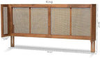Eclectic Escape Mid-Century Modern Ash Wanut Finished Wood and Synthetic Rattan Wrap-Around Headboard King