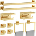 10 Pieces Brushed Gold Towel Bar Set Bathroom Hardware Accessories Set Upgraded Toilet Paper Holder Towel Holder/Racks Set for Bathroom Stainless Steel Wall Mounted 23.6in