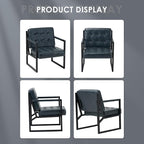 COLAMY Modern Accent Chair, Accent Arm Chair for Living Room, Comfy Leather Armchair with Metal Legs for Bedroom Reception Waiting Room, Blue
