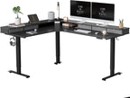 FEZIBO 75", 265lbs Load Capacity, L Shaped Standing Desk with Drawers, Reversible Electric Standing Gaming Desk Adjustable Height, Corner Stand up Desk with Splice Board, Black Frame/Black Top