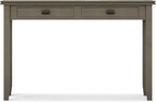 SIMPLIHOME Artisan Console Table - 46 Inch Wide Solid Wood Sofa Table in Farmhouse Grey, Transitional Storage Table for Entryway or Living Room with 2 Drawers and Clean Angle-Edged Top