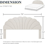 King Size Headboard Only, Petal Wall Mount Headboard King/California King Size for Adjustable Bed Velvet Upholstered Head Board Easy Assembly, Cream