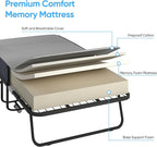 Mjkone Folding Bed with Mattress for Adults, Rollaway Bed with 5 Inch Memory Foam, Space Saving Portable Bed with Lockable Wheel, Sturdy Fold Up Frame and Memory Foam for Bedroom/Guest (75" x 51")