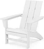 POLYWOOD AD420WH Modern Adirondack Chair, White, Durable High Density Polyethylene Construction, Easy Assembly, Waterproof, Comfortable Contoured Seat
