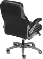 nbf signature series Avanti Ergonomic Executive Office Chair with Flip up Arms and Lumbar Support - Ideal for Home, Study - Modern Chairs with Iridescent Silver Finish, 30.5" D x 26.5" W, Black, Gray