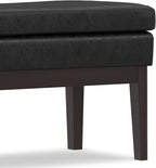 SIMPLIHOME Carlson 45-inch Wide Vegan Faux Leather Ottoman Bench in Distressed Black with Solid Wood Frame for Living Room, Entryway, or Bedroom
