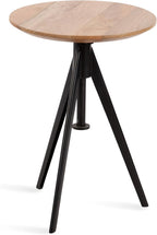 Kate and Laurel Keres Modern Adjustable-Height Round Tripod Side Table, 16 x 16 x 28, Natural Wood and Black, Transitional Circle End Table for Use as Indoor Plant Stand or Bedroom Nightstand