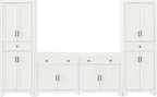 Crosley Furniture Tara 3-Piece Modern Farmhouse Sideboard Buffet Cabinet and Kitchen Storage Pantry Set, Distressed White