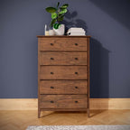 Grain Wood Furniture Greenport 5-Drawer Chest, Solid Wood with Brushed Walnut Finish