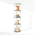 Furinno Turn-N-Tube Corner Shelf, 5-Tier Corner Display Rack, Shelving Unit, for Organization and Storage, Living Room, Home Office, Garage, Bedroom, Sonoma Oak