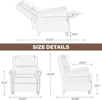 UIXE Pushback Recliner Chair Push Back Accent Chair, Fabric Overstuffed Armchair for Living Room, Rivet Trim Club Chair Home Theater Single Sofa Bedroom Reading Seat - Stripe Gray