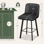 Swivel Bar Stools, 26''H Upholstered Barstools with Backs, Modern Counter Height Bar Stool Chairs for Kitchen Island, Metal Legs (Black- Faux Leather, Set of 6-26" H)