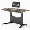 COLAMY Electric Standing Desk, Whole-Piece Gaming Desk with Dual Motors, Ergonomic Footrest, Drawers for Storage, Adjustable Height Sit-Stand Desk for Home Office (Veneer Desktop, Walnut + Black)