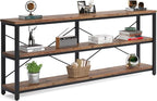 Tribesigns 71" Sofa Tables Extra Long Couch Table, Narrow Long Console Table, Entryway Table,Sofa Table with 3 Tiers Storage Shelves (Rustic Brown)