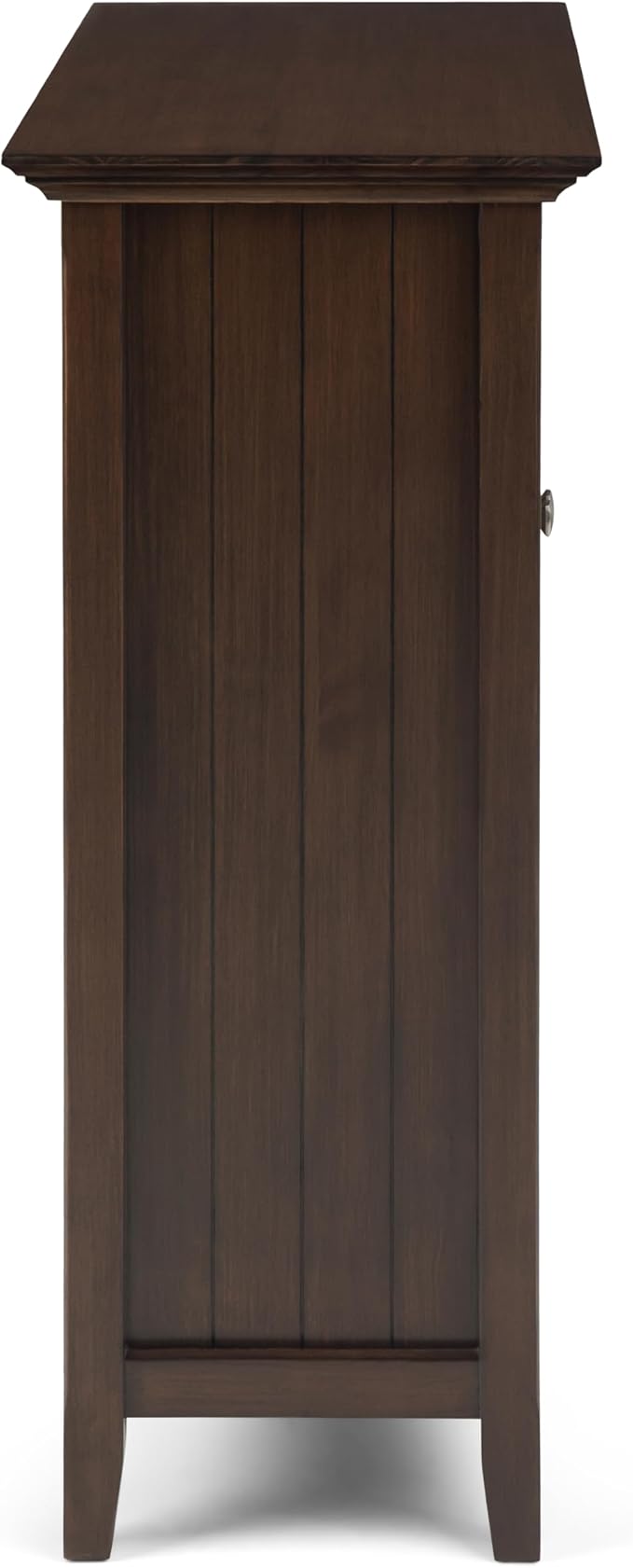 SIMPLIHOME Acadian Storage Cabinet - 39 inch Wide Solid Wood 4-Shelf Display Cabinet in Natural Aged Brown, Transitional Cupboard for Living Room or Dining Room with Glass Doors and Adjustable Shelves