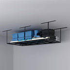 FLEXIMOUNTS Pro 4x8 Overhead Garage Storage Rack,Adjustable Storage Organization System, Heavy Duty Metal Ceiling Storage Racks, 800lbs Weight Capacity, Black, Pro Series