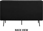 NTC MOSSIC Modern Sideboard with 4 Doors, Natural Rattan Storage Cabinet, Buffet with Metal Legs, Boho Accent Cabinet for Living Room, and Entryway, Effortless Assembly - Burnt Black