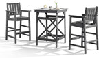 3-Piece Adirondack Chairs and Table Set, HDPE Patio Bar Sets, All Weather Outdoor Bar Stools Set, HDPE Adirondack Bar Height Chairs and Bar Table for Balcony, Pool, Porch, Smoke Gray