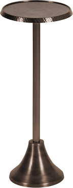 Kate and Laurel Sanzo Modern Pedestal Drink Table, 9 x 9 x 23, Bronze, Decorative End Table with Hammered Tabletop