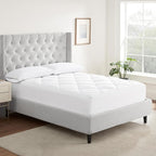 Serta Air Dry Extra Comfort Plus 100% Cotton Fabric Quilted Mattress Pad, Cooling and Breathable Mattress Cover, Moisture Wicking Protection with 18" Deep Pocket, California King, White