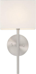 Possini Euro Design Favreau Modern Wall Sconce Lighting Brushed Nickel Silver Hardwired 16 1/4" High Fixture Rectangular Linen Shade Bedroom Bedside Living Room Home Hallway Dining Kitchen