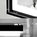 28X36 Inch Framed LED Lighted Bathroom Mirror,Backlit and Front Wall Mounted Black Metal Vanity Mirrors with Lights,Double LED Dimmable Illuminated & 3 Colors Temperature Anti-Fog Mirror