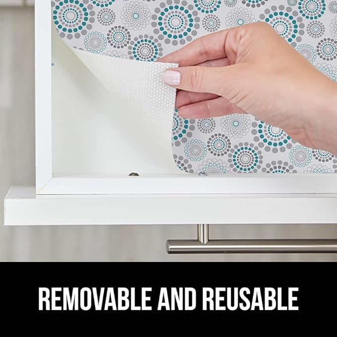 GORILLA GRIP DripGuard Shelf Liner, Non Adhesive Drawer and Kitchen Cabinet Protector, Slip Resistant BPA Free Smooth Surface Plastic Liners for Cabinets, Bathrooms, Closets, 17.5x240 Inch, Spiral