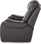 Signature Design by Ashley Trumble Modern Faux Leather Manual Rocker Recliner with Track Arms, Gray