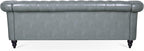 LEVNARY Chesterfield Sofa, Classic Tufted Upholstered Leather Couch, Modern 3 Seater Couch Furniture with Tufted Back for Living Room Office (Gray)