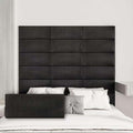 Upholstered Wall Mounted Headboard, 3D Soundproof Wall Panels Peel and Stick Headboard for Queen Size, Tufted, Black (9 Panels, 10" x 24")