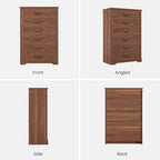 DICTAC Farmhouse 6 Drawers Dresser for Bedroom, 48.2" Tall Dressers Chest of Drawer, Large Storage Closet Organizer with Natural Texture and Vintage Metal Handle, Wooden Vertical Dresser for Hallway