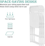 100 Pack Plastic White Folding Chairs, Portable Stackable Commercial Party Folding Chairs with Steel Frame 350lbs for Home Office Outdoor Indoor Office Wedding Party Event