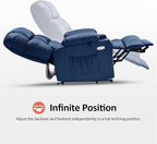 MCombo Dual Motor Power Lift Recliner Chair for Elderly, Lay Flat Lift Chair with Heat and Massage, Cup Holders, USB Ports, Faux Leather 7890 (Blue, Medium)