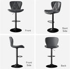 Bar Stools Set of 2, Adjustable Swivel Barstools,Counter Height Barstools with Backs Faux Leather Kitchen Island Bar Chair,Dark Grey
