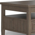 SIMPLIHOME Lev Lift Top Coffee Table - 48 inch Wide Solid Wood Rectangle Living Room Table in Smoky Brown, Transitional Cocktail Table for Family Room with Hidden Storage and Open Shelf