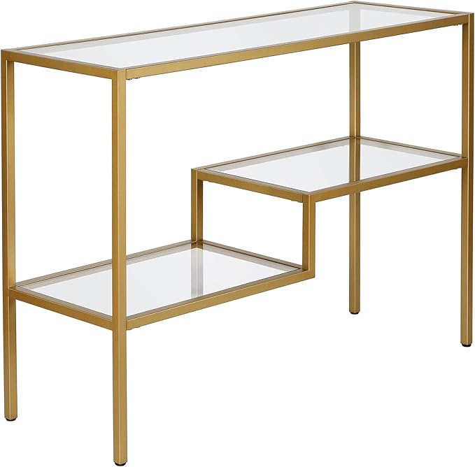 Henn&Hart 42" Wide Rectangular Console Table in Brass, Entryway Table, Accent Table for Living Room, Hallway