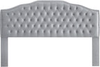 24KF Upholstered Button Tufted King Size Headboard with Nailhead Trim, Soft Velvet Fabric Headboard King/Cal King Size, Gray